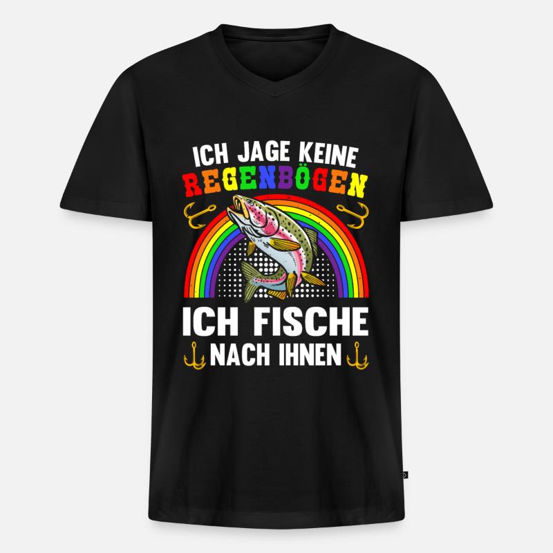 Forellen Angeln - Männer Premium Bio T-Shirt mit V-Ausschnitt - Schwarz
