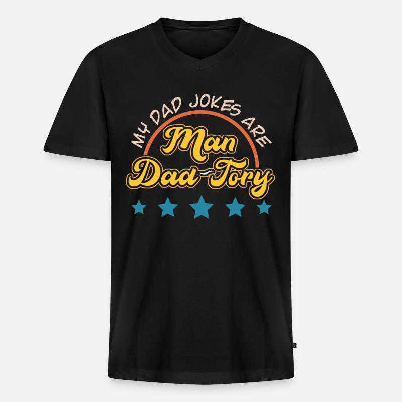 Papa Vater Witz Witze - Männer Premium Bio T-Shirt mit V-Ausschnitt - Schwarz