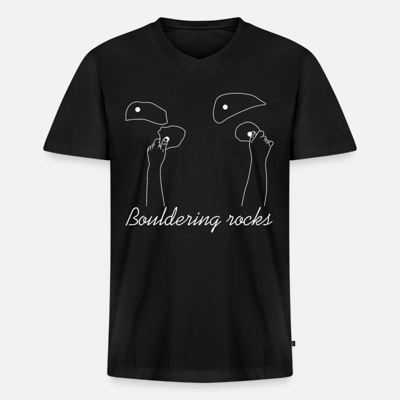 Bouldern Boulder -Klettern - Männer Premium Bio T-Shirt mit V-Ausschnitt - Schwarz