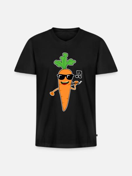 Carrots singing Carrot - Männer Premium Bio T-Shirt mit V-Ausschnitt - Schwarz