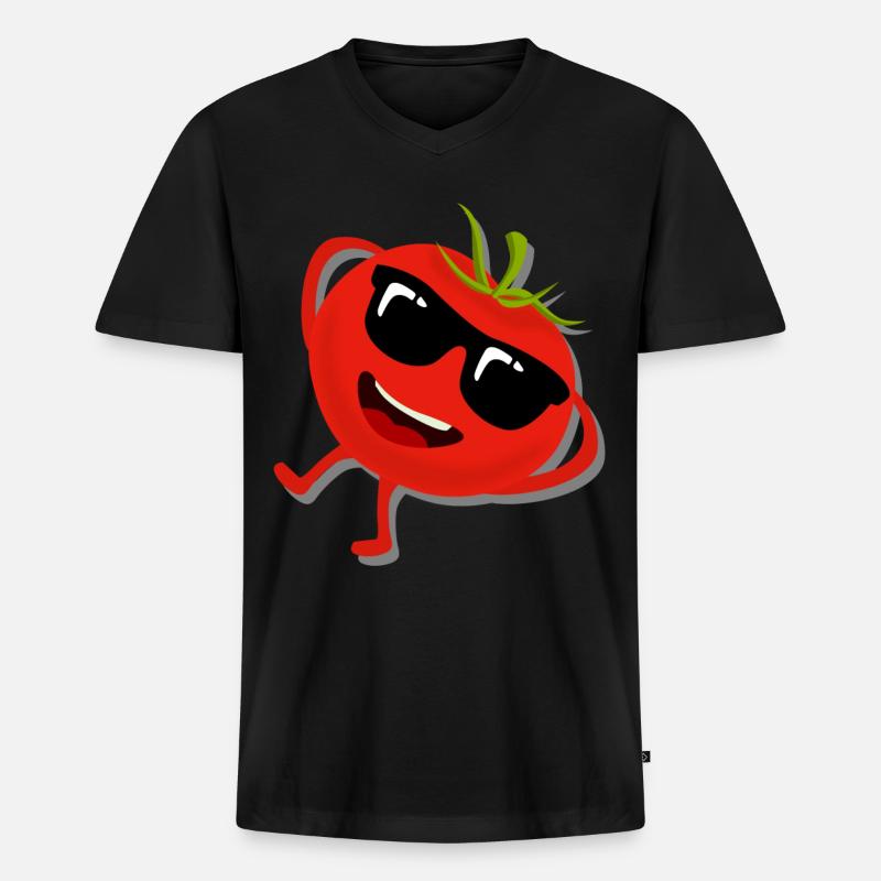 Tomato with Sunglasses Tomatoes - Männer Premium Bio T-Shirt mit V-Ausschnitt - Schwarz