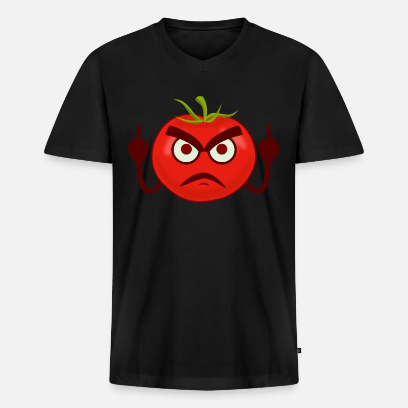 Tomatoes Angry Tomato - Männer Premium Bio T-Shirt mit V-Ausschnitt - Schwarz