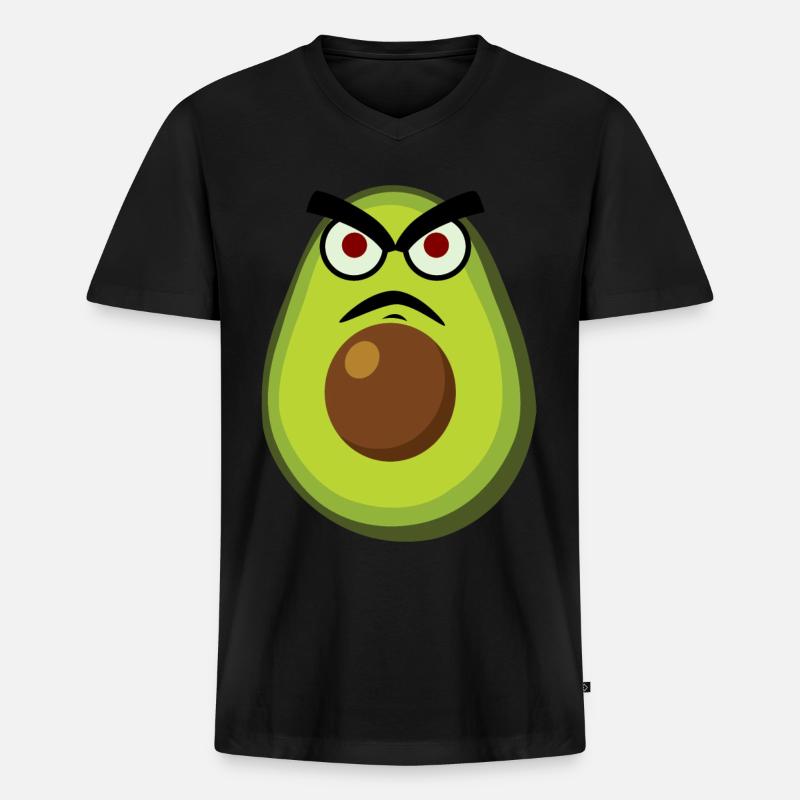 Avocados Grumpy Avocado - Männer Premium Bio T-Shirt mit V-Ausschnitt - Schwarz