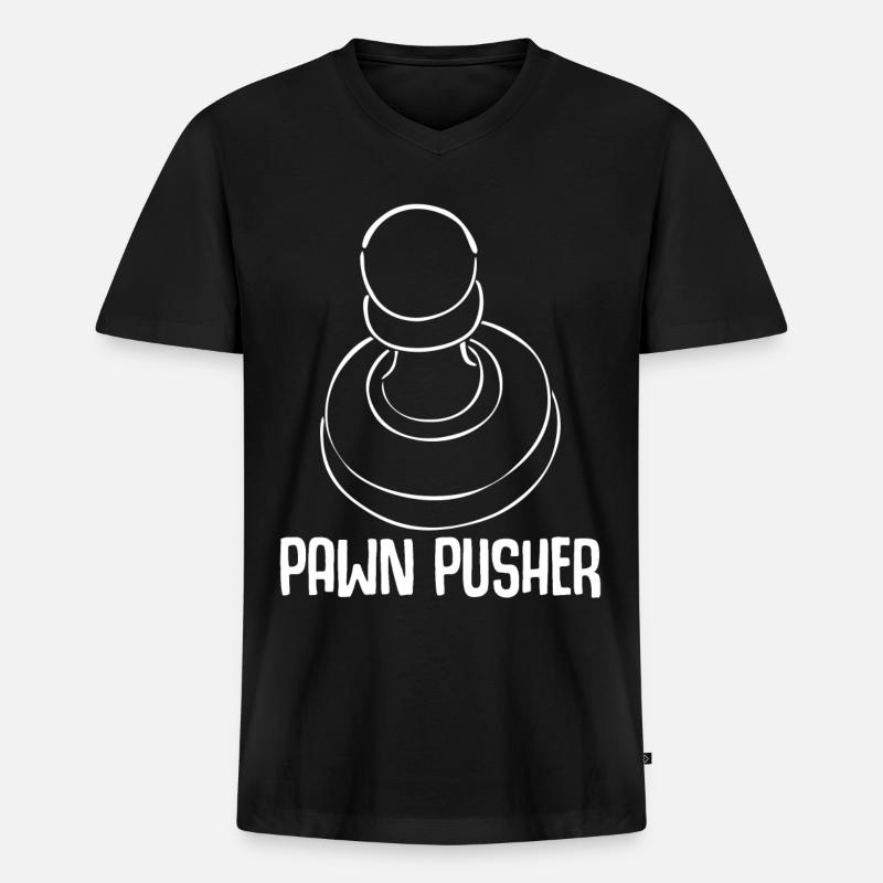 Chess Pawn Pushing Pawns - Männer Premium Bio T-Shirt mit V-Ausschnitt - Schwarz