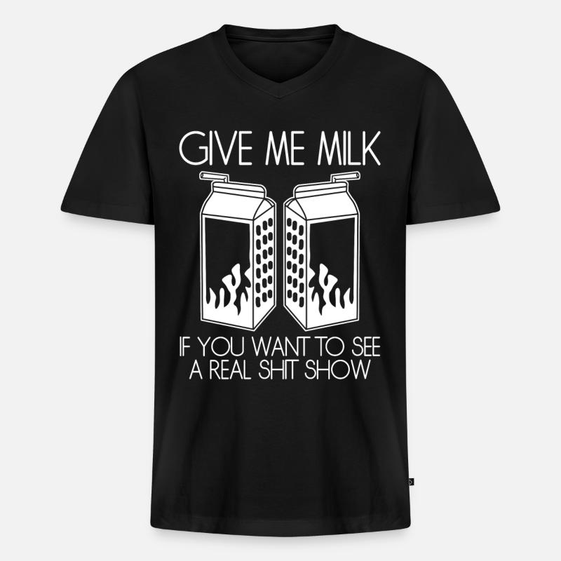 Lactose intolerance - Männer Premium Bio T-Shirt mit V-Ausschnitt - Schwarz
