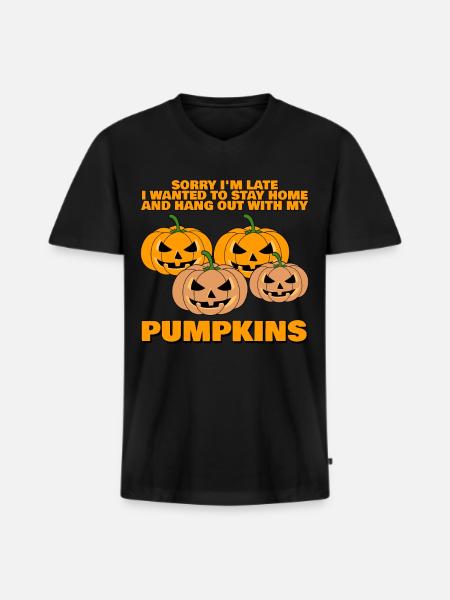Pumpkins Joke Pumpkin - Men's Premium Organic T-shirt with V-neck - black