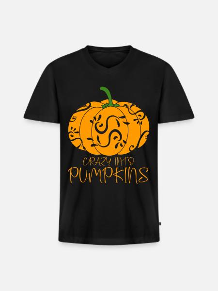 Crazy into Pumpkins - Men's Premium Organic T-shirt with V-neck - black