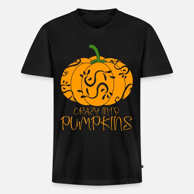 Crazy into Pumpkins - Männer Premium Bio T-Shirt mit V-Ausschnitt - Schwarz