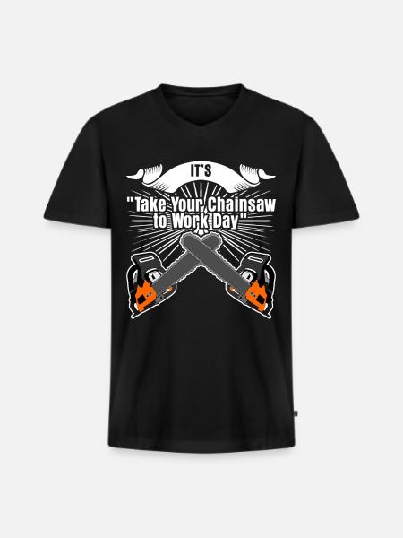 Chain Saw Day Chainsaw - Men's Premium Organic T-shirt with V-neck - black
