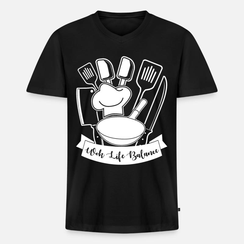 Wok Cooking - Männer Premium Bio T-Shirt mit V-Ausschnitt - Schwarz