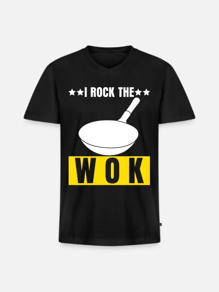 Asian Food Wok - Men's Premium Organic T-shirt with V-neck - black