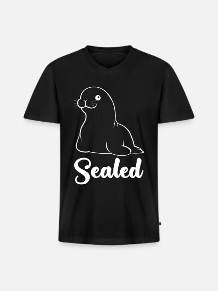 Sceau scellé Pinneped - T-shirt encolure en V Premium bio Homme - noir