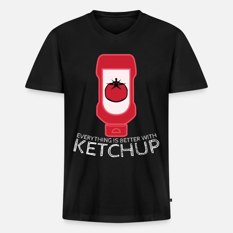 Tomato Ketchup Bottle - Männer Premium Bio T-Shirt mit V-Ausschnitt - Schwarz
