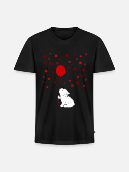 French Bulldog with Balloon - Men's Premium Organic T-shirt with V-neck - black