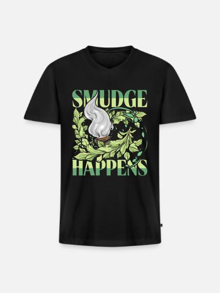Smudging Fumigation Smudge Happens - Men's Premium Organic T-shirt with V-neck - black