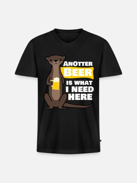 Beer Otter - Men's Premium Organic T-shirt with V-neck - black