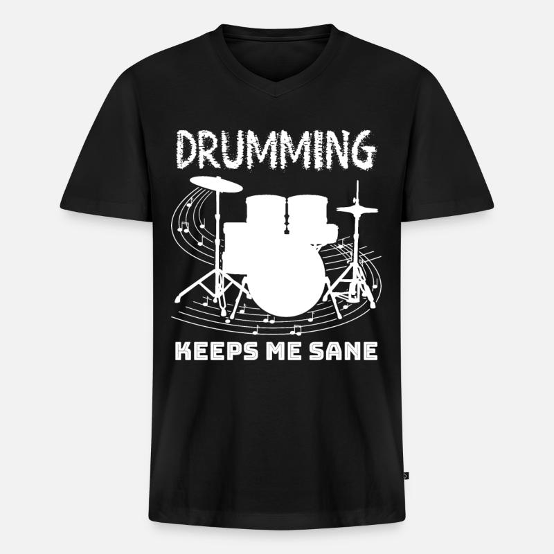 Drummer Drum Drumset Drumsticks Drums - Männer Premium Bio T-Shirt mit V-Ausschnitt - Schwarz