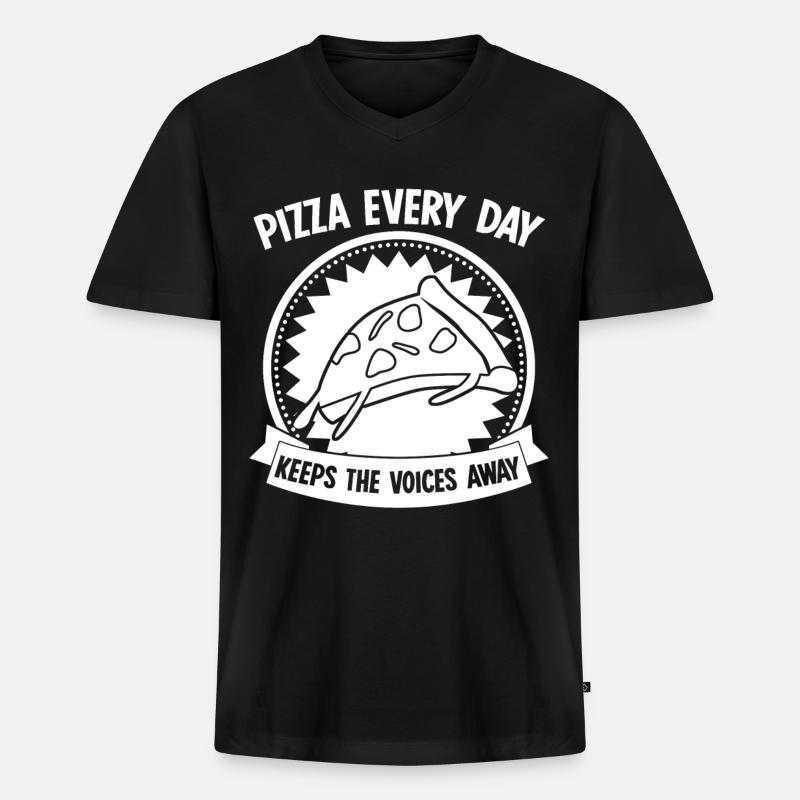 Pizzas Pizzaria Pizza - Männer Premium Bio T-Shirt mit V-Ausschnitt - Schwarz