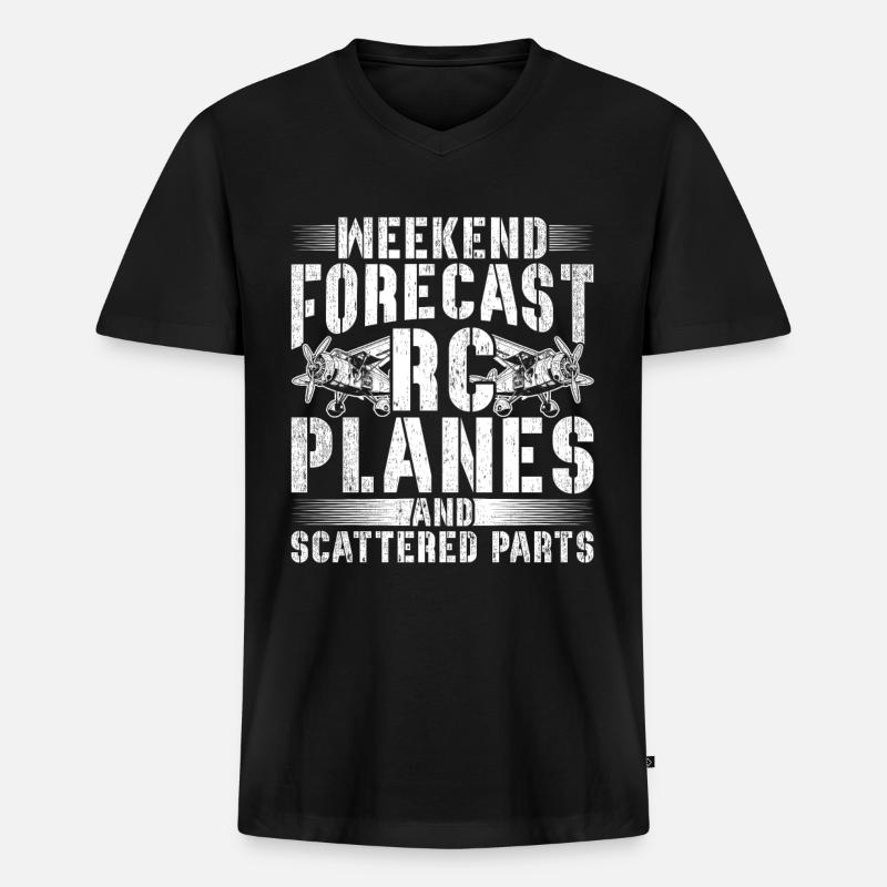 Modellflugzeug - Männer Premium Bio T-Shirt mit V-Ausschnitt - Schwarz