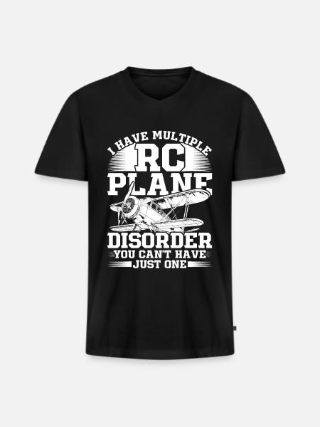Modellflugzeug Modellflieger - Männer Premium Bio T-Shirt mit V-Ausschnitt - Schwarz