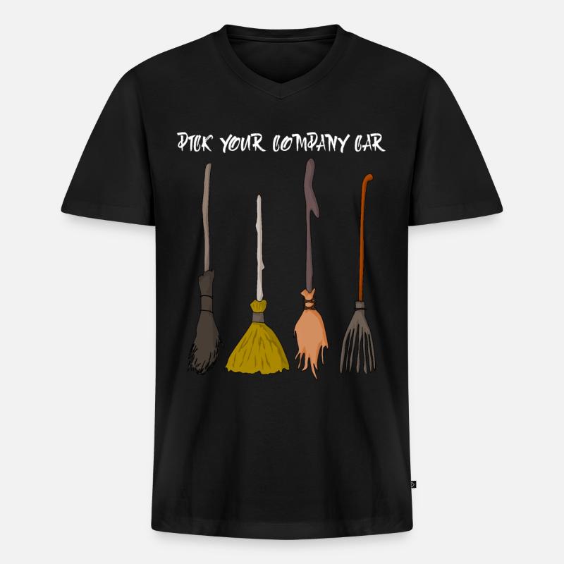 Witch's Broom Halloween Witch Witchcraft - Männer Premium Bio T-Shirt mit V-Ausschnitt - Schwarz