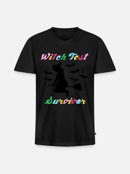 Witch Test Witchcraft Witch's Broom - Men's Premium Organic T-shirt with V-neck - black