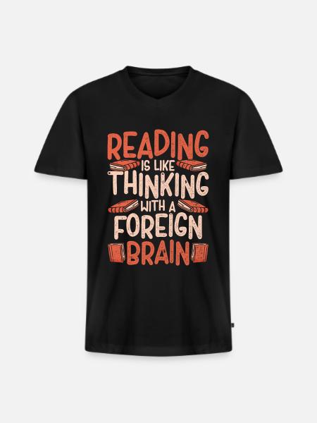 Lesen Bücher Buchliebhaber - Männer Premium Bio T-Shirt mit V-Ausschnitt - Schwarz