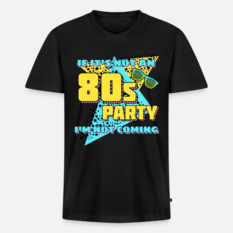 80s 1980 Retro Party - Männer Premium Bio T-Shirt mit V-Ausschnitt - Schwarz