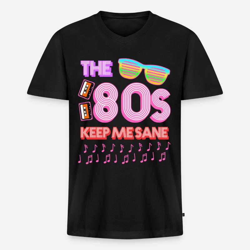 80s Retro 1980 - Männer Premium Bio T-Shirt mit V-Ausschnitt - Schwarz