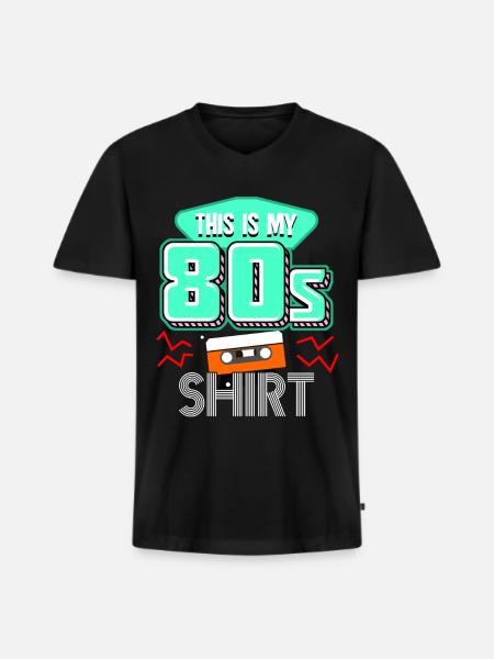 Retro 1980 80s - Männer Premium Bio T-Shirt mit V-Ausschnitt - Schwarz