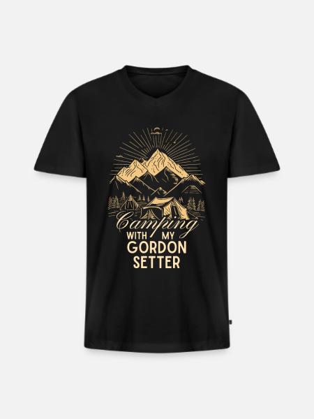 Gordon Setter Camping - Men's Premium Organic T-shirt with V-neck - black