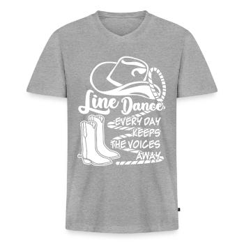 Line Dancing - Men's Premium Organic T-shirt with V-neck - heather grey - Front