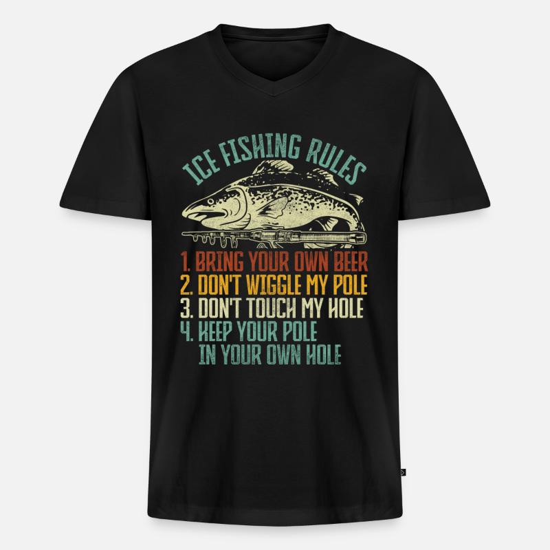 Eisfischen Eisangeln Eisloch Angeln - Männer Premium Bio T-Shirt mit V-Ausschnitt - Schwarz