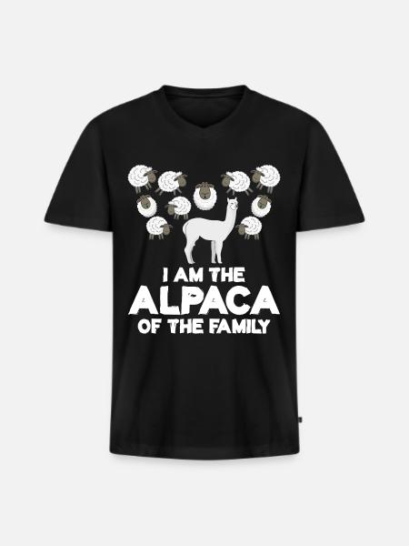 Alpaca and Sheep Family - Men's Premium Organic T-shirt with V-neck - black