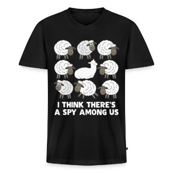 Alpaca Spy Sheep Alpacas - Männer Premium Bio T-Shirt mit V-Ausschnitt - Schwarz - Vorne - Nico (187cm)