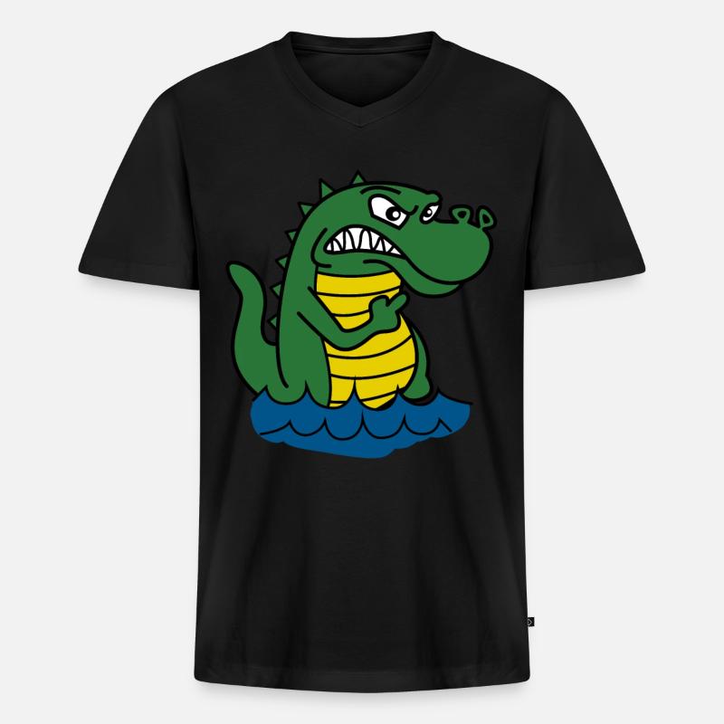 Alligators Grumpy Alligator - Men's Premium Organic T-shirt with V-neck - black