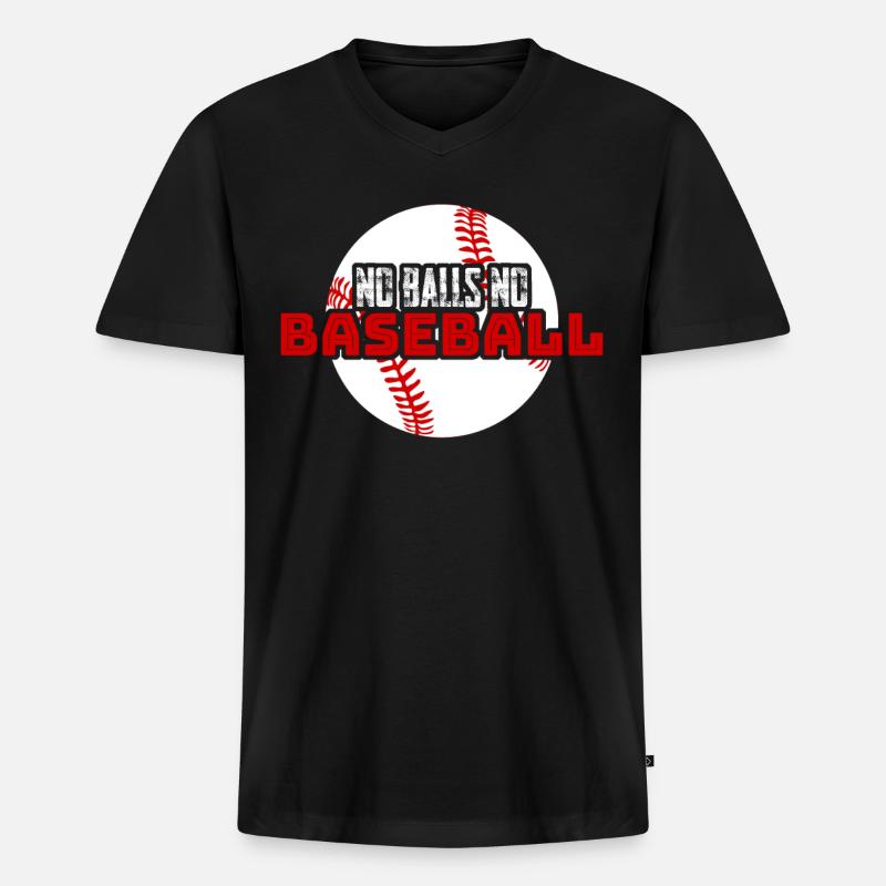 Baseball - Männer Premium Bio T-Shirt mit V-Ausschnitt - Schwarz