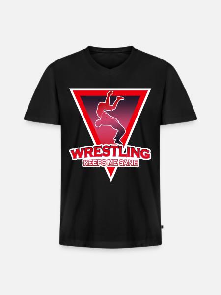 Wrestler Insane Wrestling - Men's Premium Organic T-shirt with V-neck - black