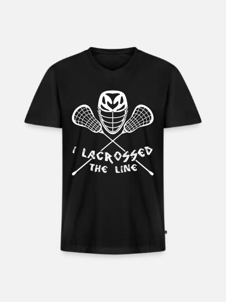 Cross the line Lacrosse - Men's Premium Organic T-shirt with V-neck - black