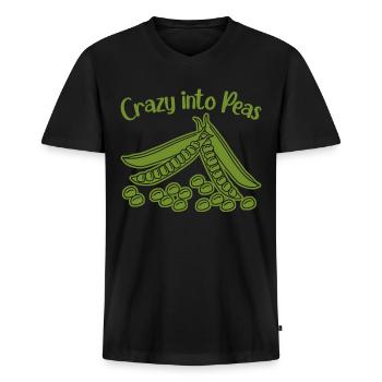 Pois Vegan - T-shirt encolure en V Premium bio Homme - noir - Devant - Nico (187cm)