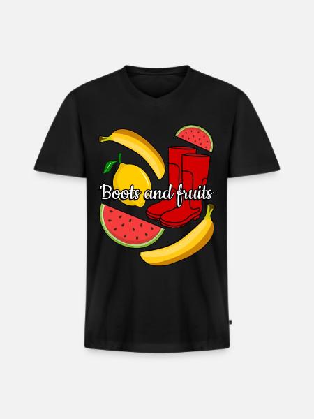 Red Rain Boots and Fruits - Men's Premium Organic T-shirt with V-neck - black