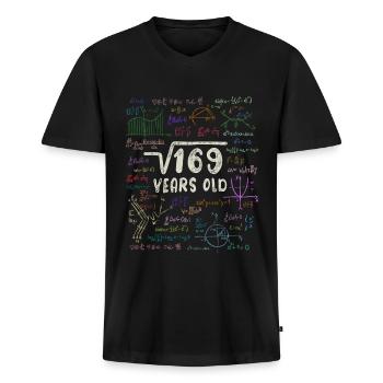 Wurzel aus 169 = 13. Geburtstag - Geschenk - Männer Premium Bio T-Shirt mit V-Ausschnitt - Schwarz - Vorne - Nico (187cm)