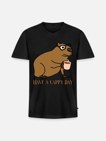 Capybara Coffee Nerd Capybaras - Men's Premium Organic T-shirt with V-neck - black