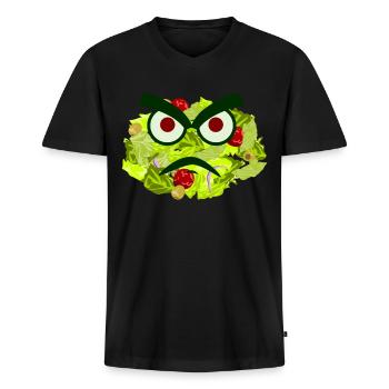 Salade Salades Vegan - T-shirt encolure en V Premium bio Homme - noir - Devant - Nico (187cm)