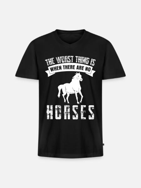 Équitation Chevaux - T-shirt encolure en V Premium bio Homme - noir