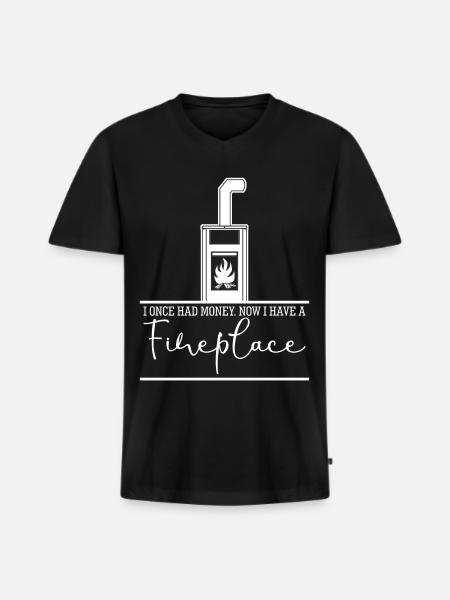 Fireplace Firewood Stove Oven - Men's Premium Organic T-shirt with V-neck - black