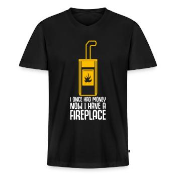 Firewood Stove Oven Fireplace - Männer Premium Bio T-Shirt mit V-Ausschnitt - Schwarz - Vorne - Nico (187cm)