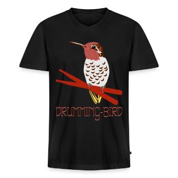Colibri Pilons Colibris - T-shirt encolure en V Premium bio Homme - noir - Devant - Nico (187cm)