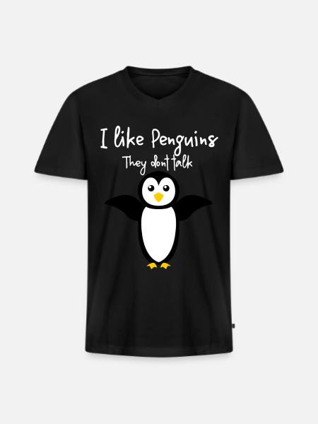 Penguin Cute Penguins - Men's Premium Organic T-shirt with V-neck - black