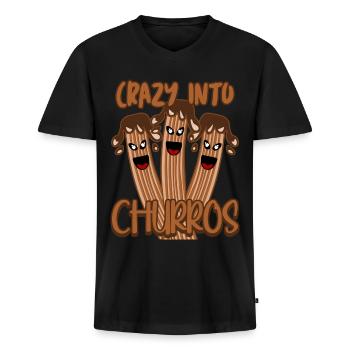 Churrería Churro Churros - T-shirt encolure en V Premium bio Homme - noir - Devant - Nico (187cm)